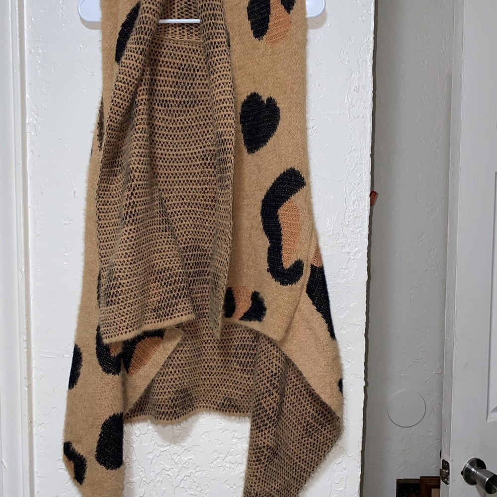 Leopard Print Tan and Black Women's Sweater Vest